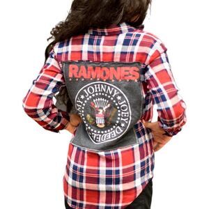 Kid’s Plaid Flannel W/ The Ramones T-Shirt Patch